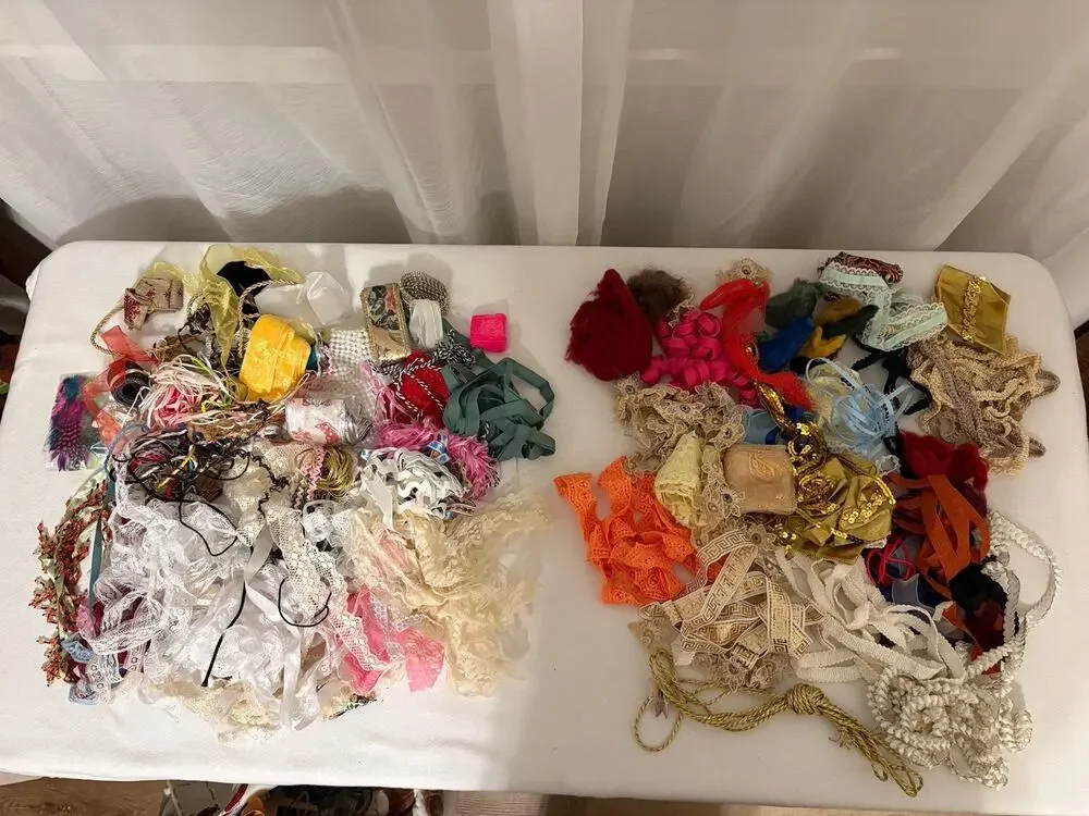 Vintage LOT Lace Trim Edging Dolls Crafts Sewing Cord Rick Rack Ribbon Assorted